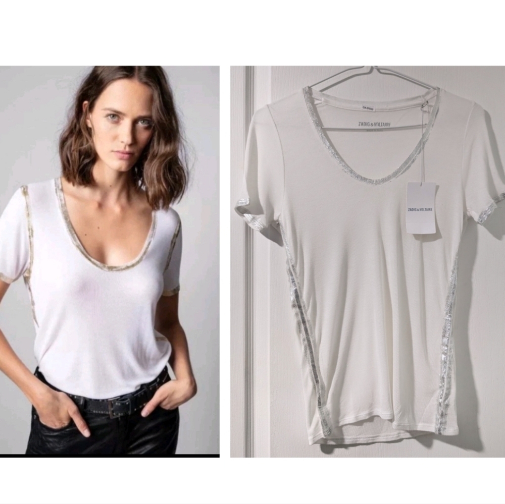 Zadig & Voltaire | Tino Foil T-Shirt In White/Silver